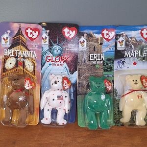 Ty Beanie Babies Britannia, Glory, Erin, Maple Bears Collection